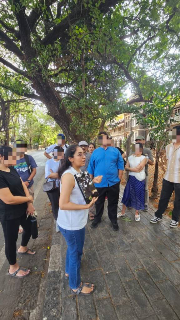 Devi and others with Nirali during their public health heritage walk in the Fort area of Bombay
Picture credit: Nirali Patel